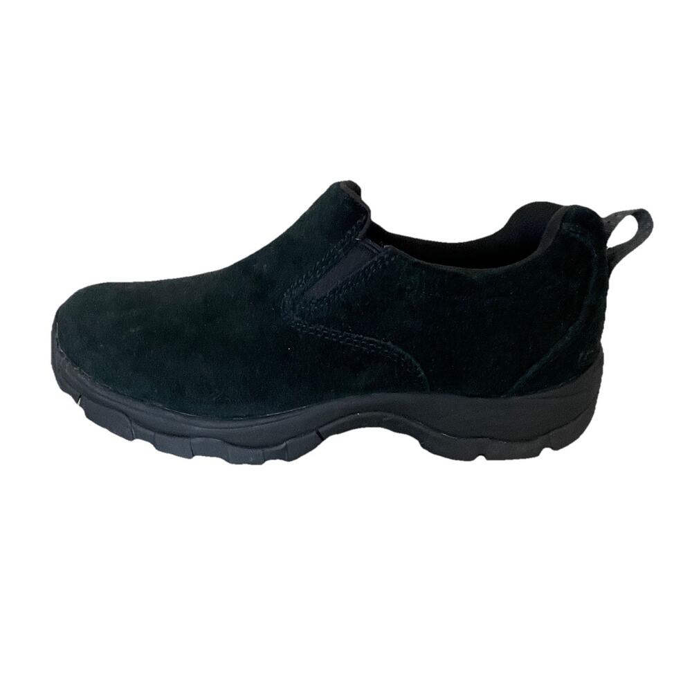 L.L Bean Black Suede Slip On Comfort Moc Shoes Vibram Sole Arctic Grip 8.5